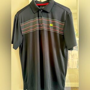 Masters Tech Men's Black Polo Shirt with Striped Design